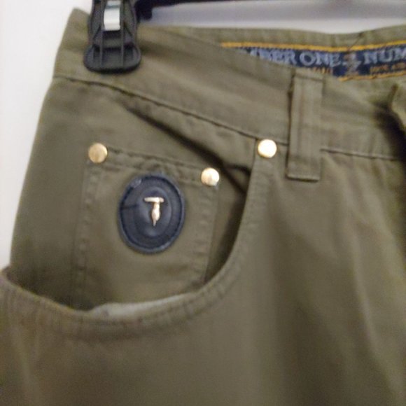 Trussardi Jeans Ittierre SPA Number One Army Green Straight Leg pants 30 Italy - Picture 5 of 13